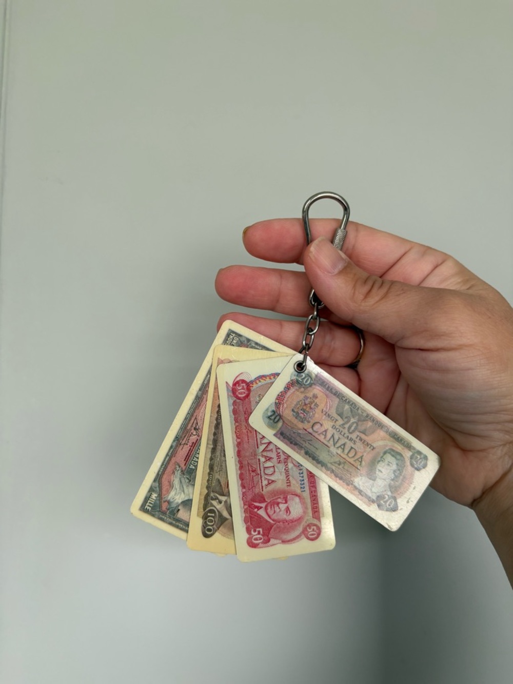 Vintage Canadian Banknote Keychain - Multi Color